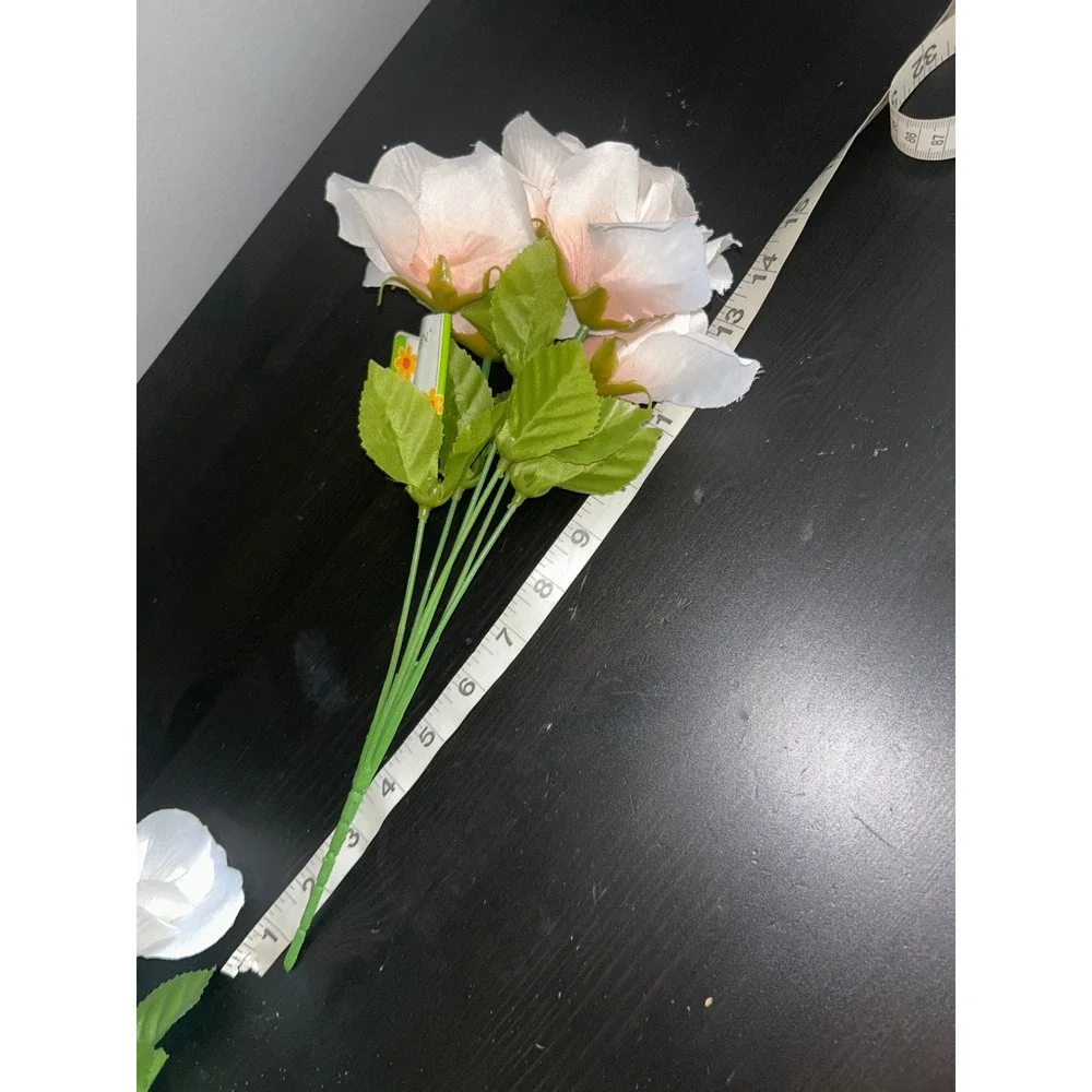 Artificial Cream White Rose Bouquet Silk Floral Stems Wedding Home Decor 13 Inch